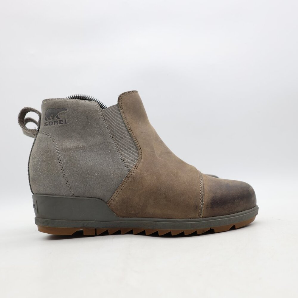 Sorel Evie Ankle Boots Booties Shoes Women's 8 Gray Brown Leather Wedge Boots